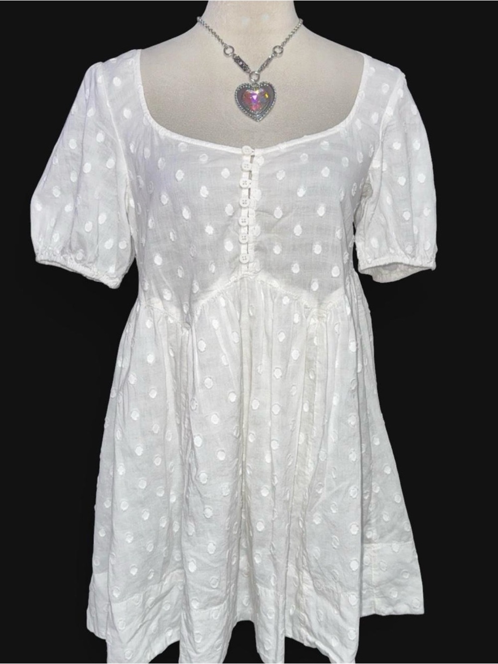 Kimchi Blue White Swiss Dot Mini Dress